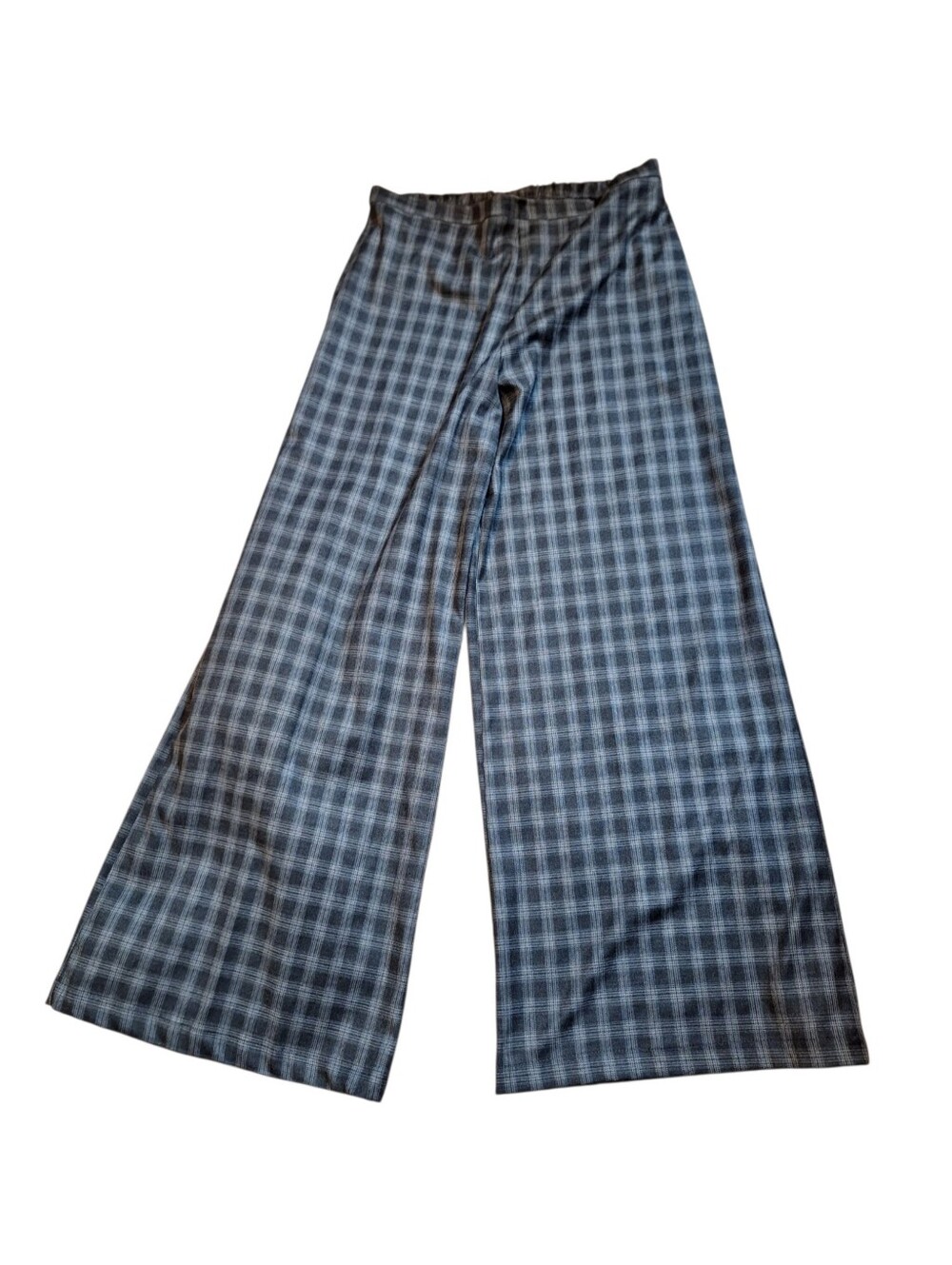 Bryn Walker Plaid Wide Leg Pull on pants USA Ladies Medium GRAY Preppy Academia